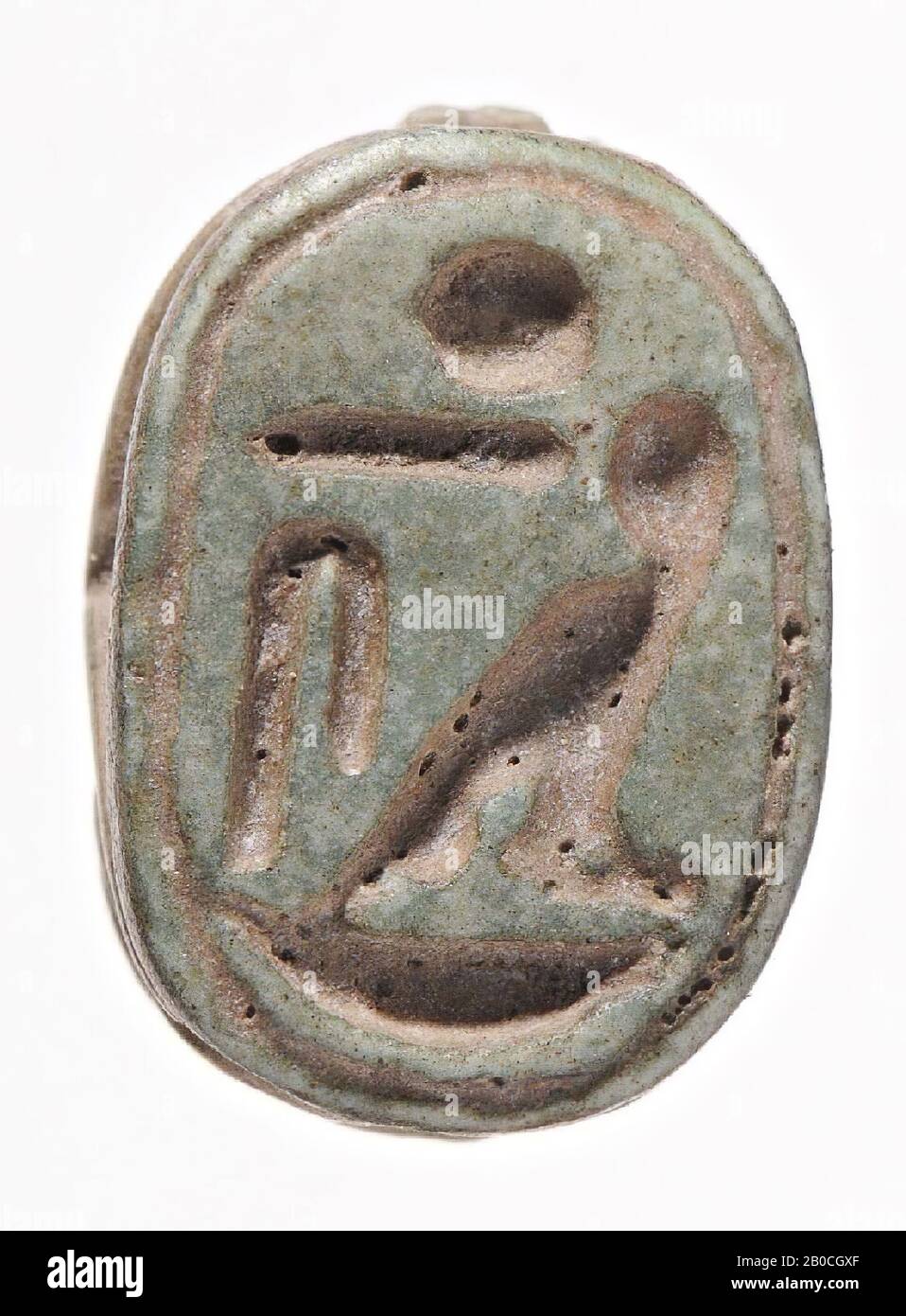 Scarabeo, Psamtek, foca, scarabeo, faience, 1,1 cm, Tardo Periodo, periodo Saiziano, Dinastia 26th, Psamtek, Egitto Foto Stock