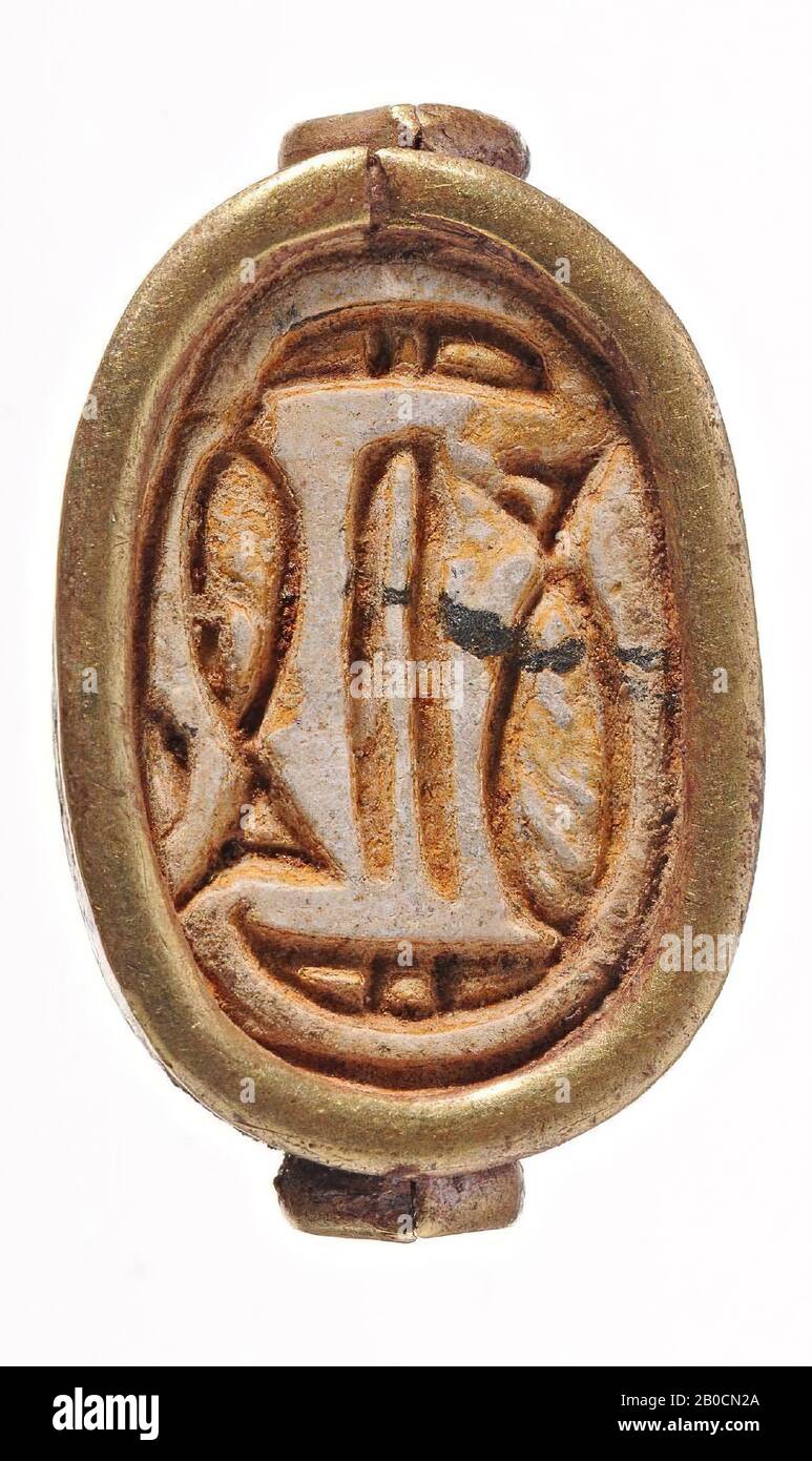 Scarabeo, segno di orlo, 2 pezzi, sigillo, scarabeo, pietra (bianca), oro, 1,8 cm, Egitto Foto Stock