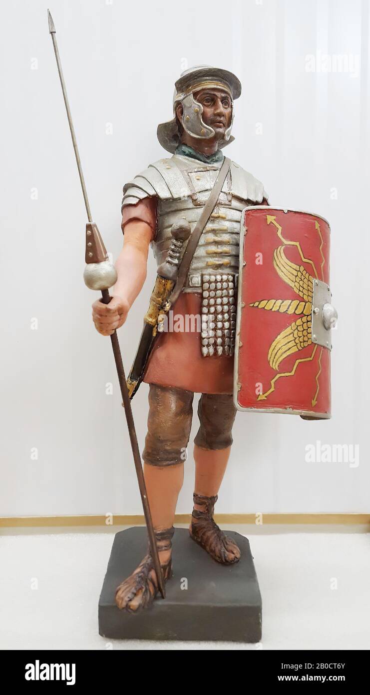 Modello di soldato romano, modello di soldato romano, gesso, H. 56 cm Foto Stock