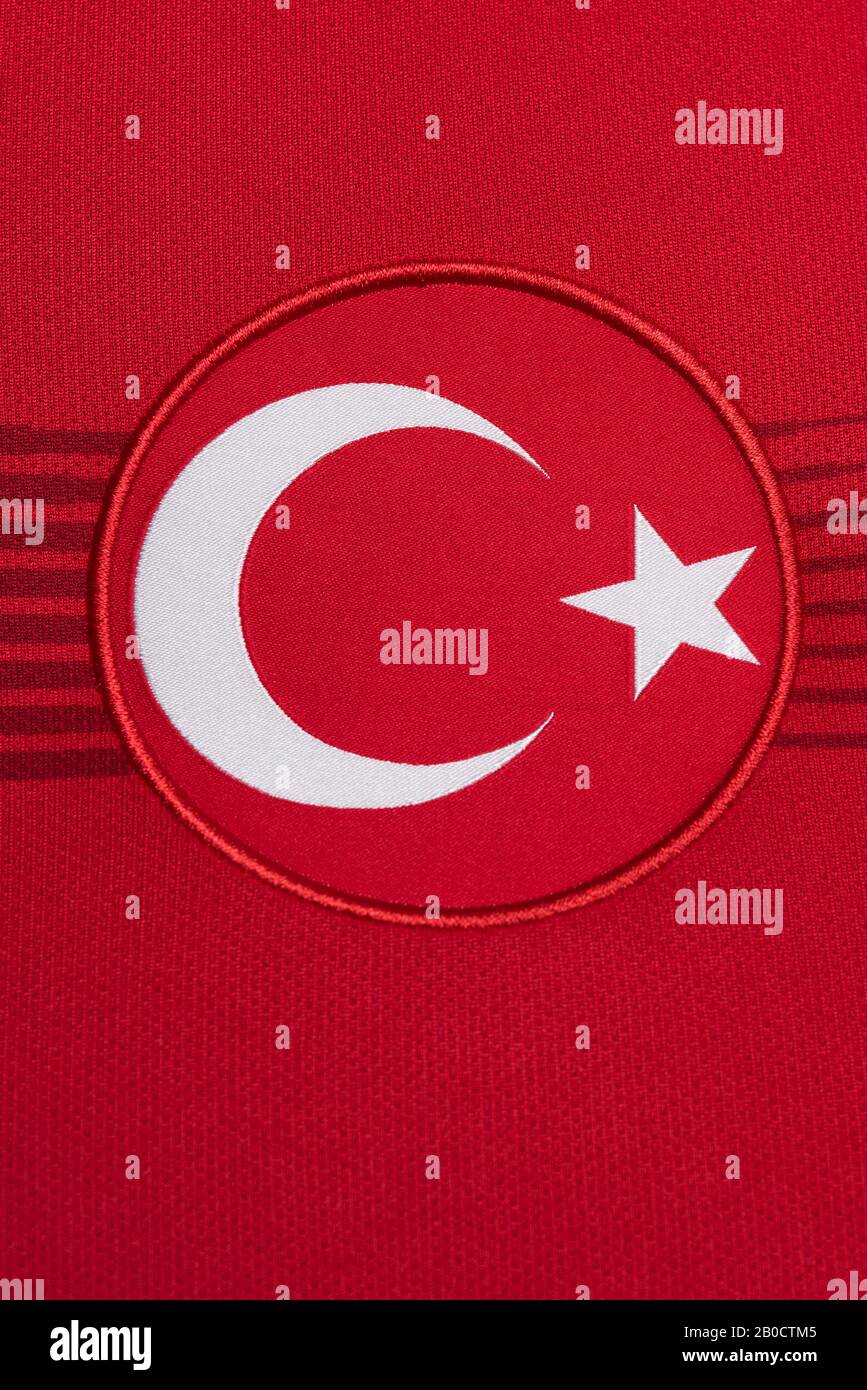 Primo Piano Del Team Nazionale Turco Nike Home Kit 2020 Foto Stock