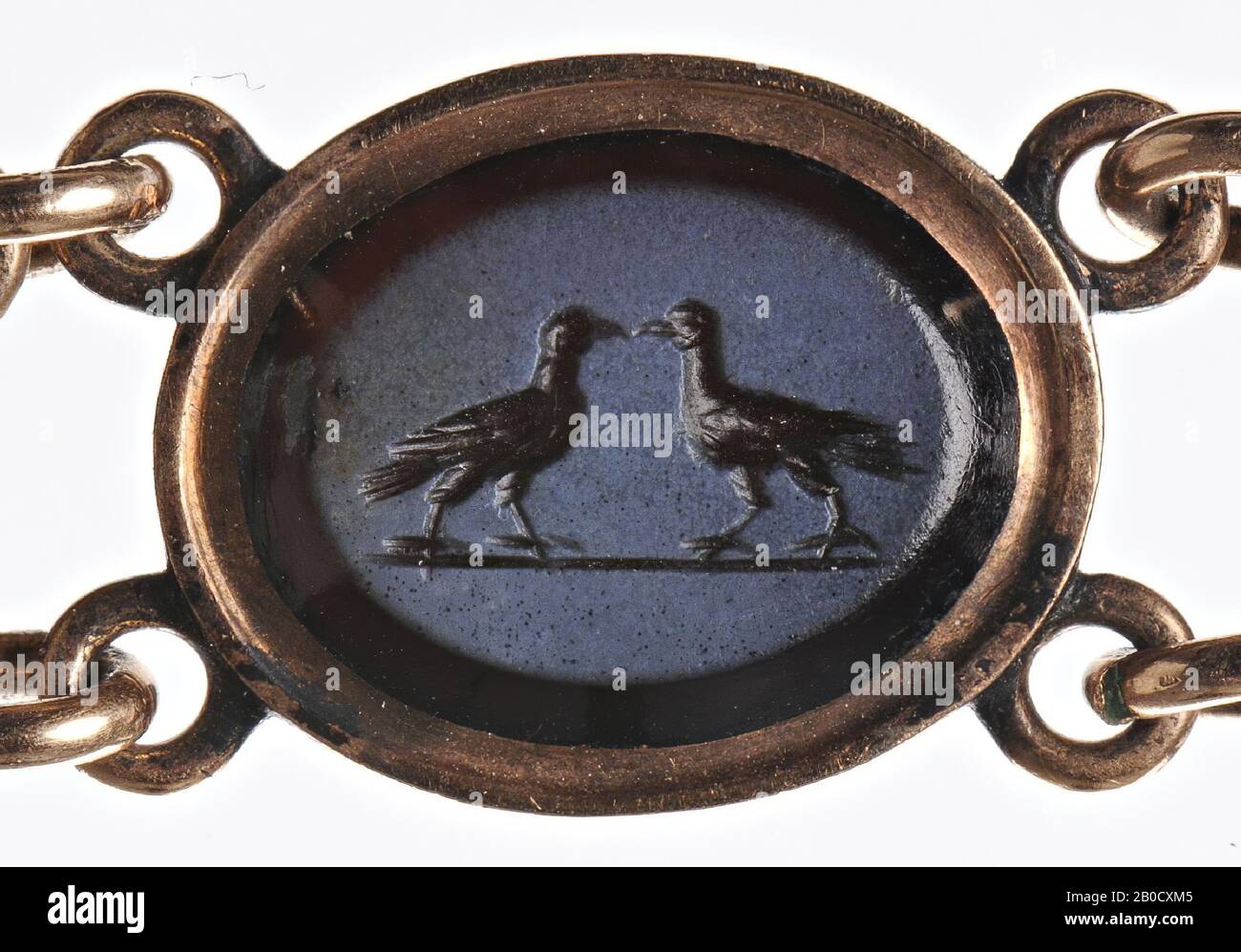 VZ: Due uccelli, gemma, intaglio, ringstone, agate, nicolo, colore: Nero Foto Stock