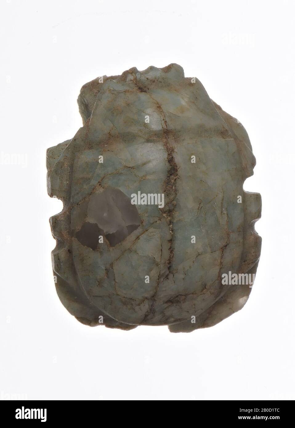 F: Sciarpa corpo, scarabeo, steatite o marmo, colore: Verde chiaro, Forma: Scarabeo, Lavorazione:, Metodo: 17,5 x 14 mm, D. 8 mm, peso 2,57 gr., 19th Foto Stock