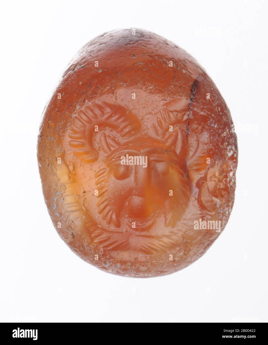 Maschera di un leone cornuto, timbro, agata carneliana, colore :, Forma: Ellissoide, Lavorazione:, Metodo: 15 x 18,4 x 14,6 mm Foto Stock