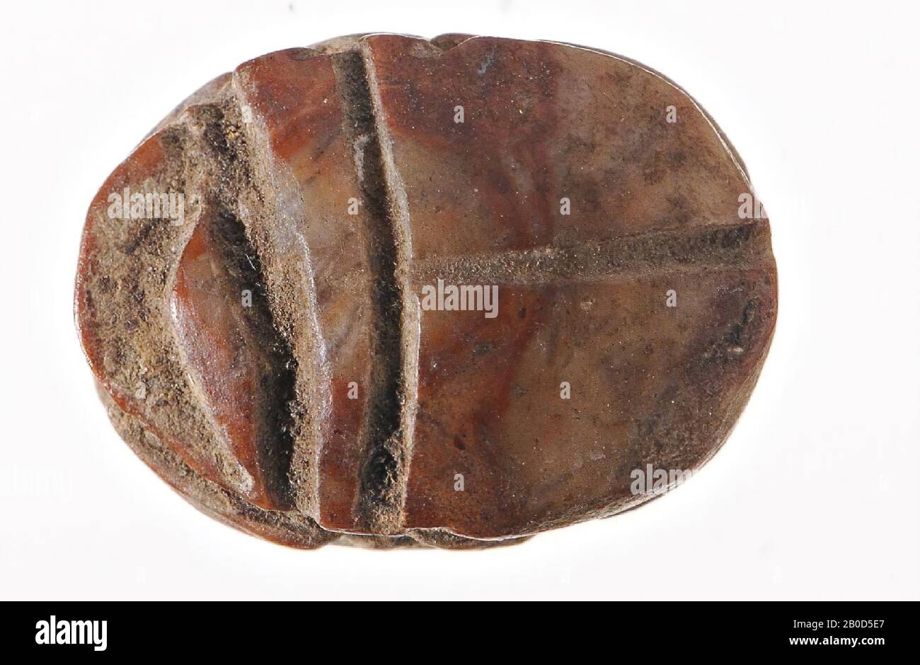 Scarabeo, non decorato, foca, scarabeo, pietra (marrone), altezza: 0,8 cm, profondità: 2,3 cm, Egitto Foto Stock