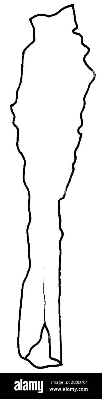 Gran parte di una lancia di ferro o testa di freccia. Resti dell'albero di legno conservato nella presa. Eventualmente associato a m2 nel qual caso m1 e m2 formerebbero una testa di lancia, punta di lancia, metallo, ferro, vmeb 600-700, Paesi Bassi, Brabante Nord, Bergeijk, Bergeijk, Fazantlaan Foto Stock