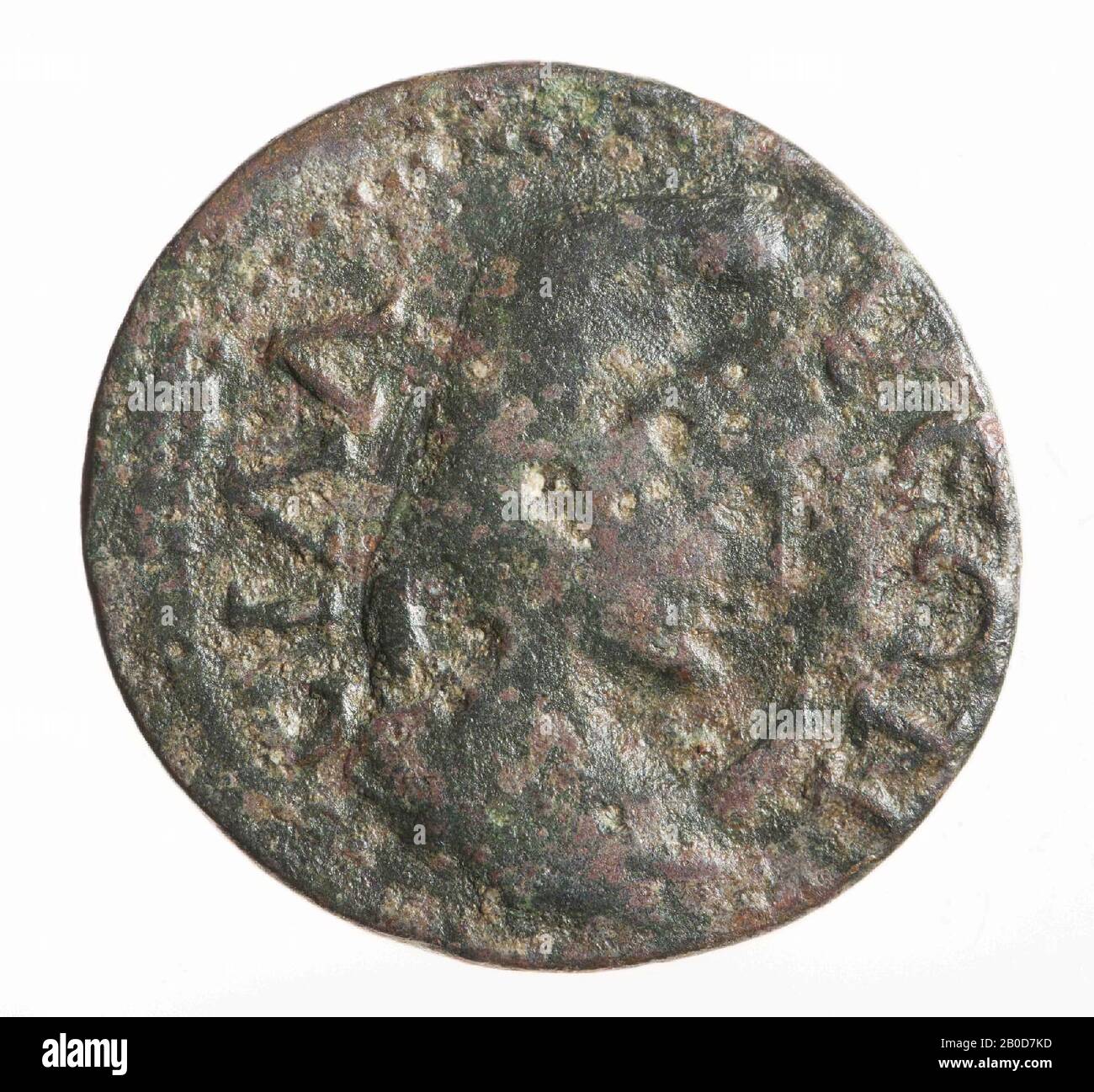 Obverso: Valeriano, a destra, guardando il grande I. Bene-indossato con resti di iscrizione greca. Al contrario: Busto con cappellino frangiano, giusto. Iscrizione greca, moneta, di Valerianus i, metallo, bronzo, diam: 3,3 cm, peso 16,42 grammi, 253-260 d.C., sconosciuto Foto Stock