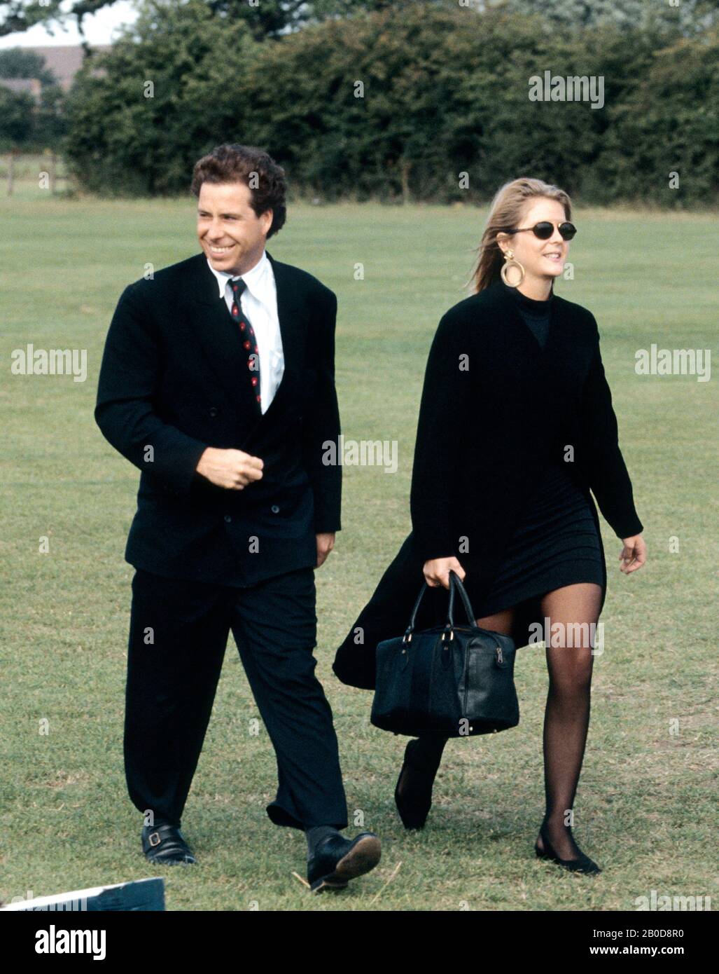 Lord Linley, 2nd Conte di Snowdon e la ragazza Serena Stanhope al Royal Berkshire Polo Club, Inghilterra Agosto 1992 Foto Stock
