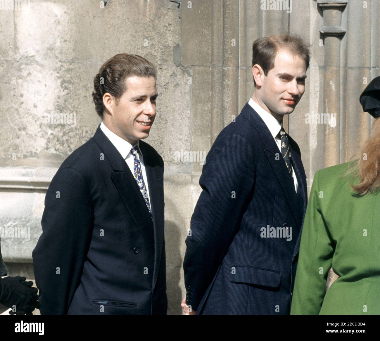 Visconte Linley, 2nd Conte di Snowdon e HRH Principe Edward, Conte di Wessex al Castello di Windsor, Inghilterra 1990 Foto Stock