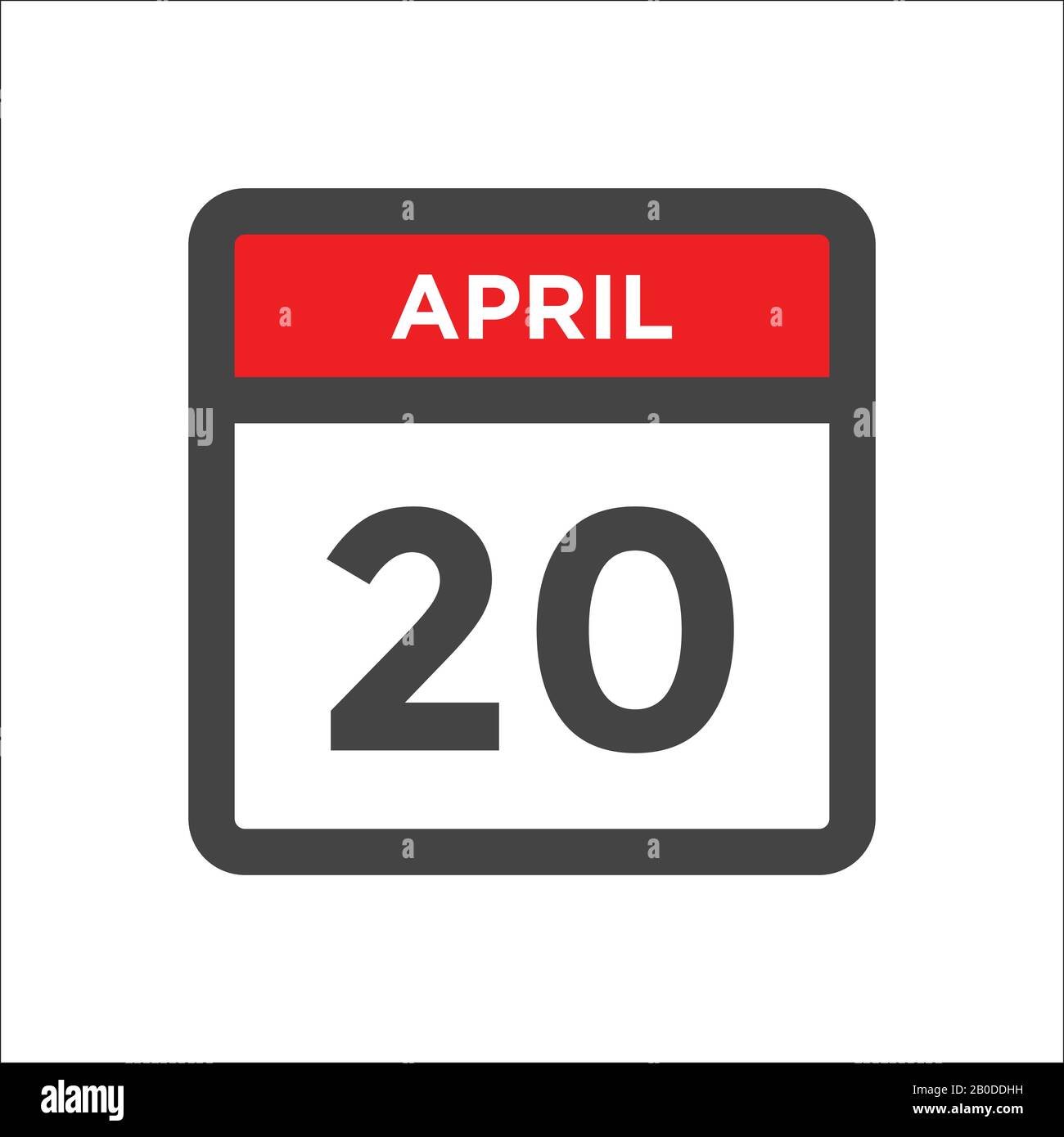 Icona del calendario del 20 aprile con giorno e mese Illustrazione Vettoriale
