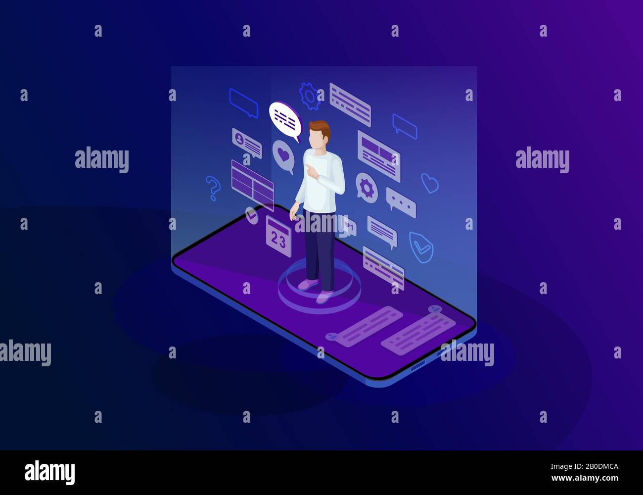 Immagine vettoriale dei colori isometrici dei social media Illustrazione Vettoriale