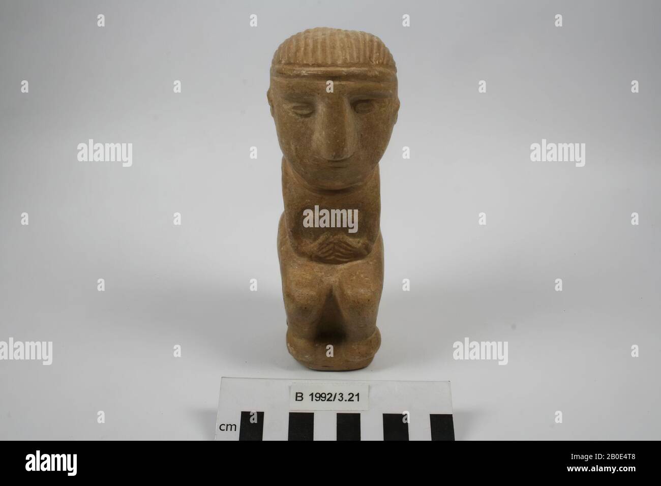 Antico Vicino Oriente, figurina, scultura, pietra, L 7,8 cm, L 6 cm, H 16,5 cm, posizione, Arabia Saudita ?, Yemen Foto Stock