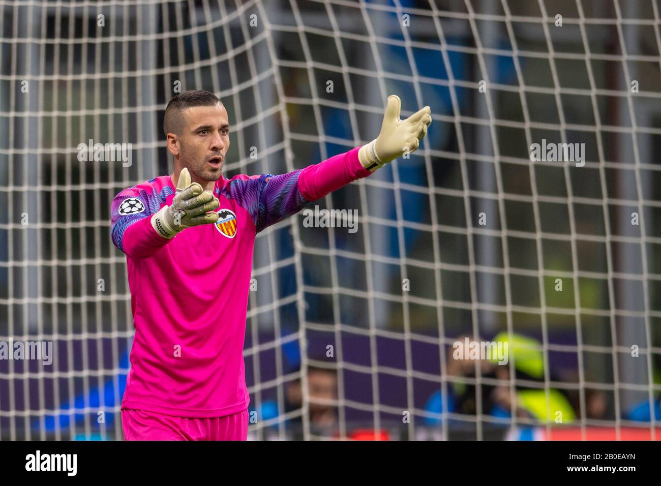 Jaume Domenech Sanchez (Valencia CF) durante la Uefa Champions League Round di 16 partite tra Atalanta 4-1 Valencia CF allo stadio Giuseppe Meazza il 19 febbraio 2020 a Milano, Italia. (Foto di Maurizio Borsari/AFLO) Foto Stock