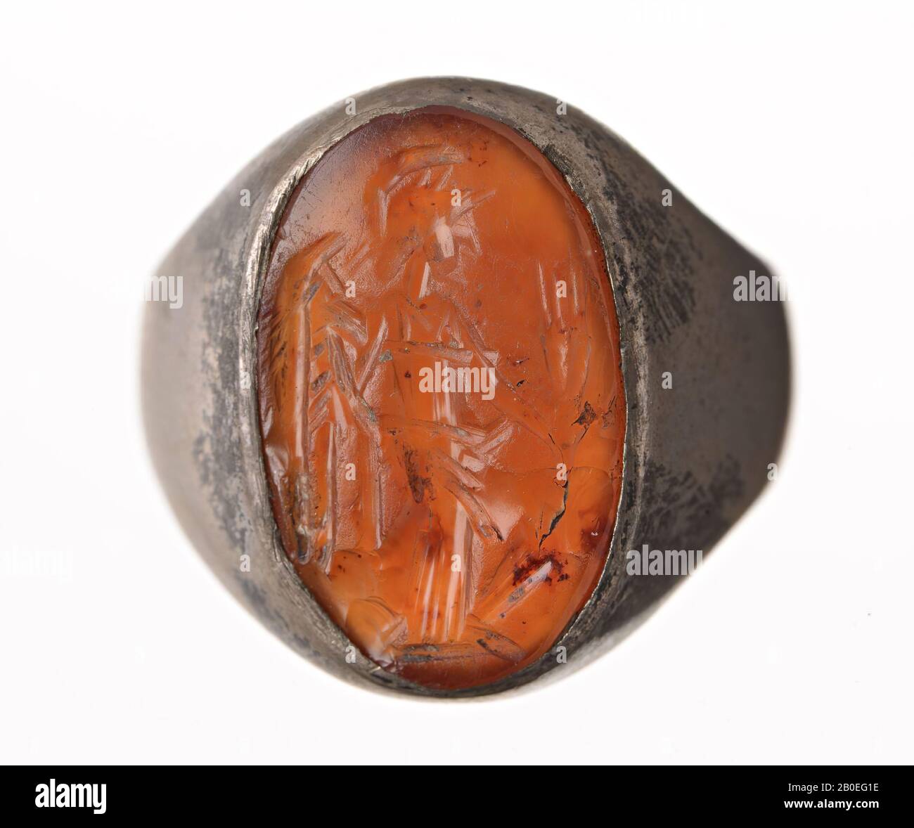 Anello, anello segnaletico, metallo, argento, pietra, corneale, 1,8 cm, ø 2,4 cm, Iran Foto Stock