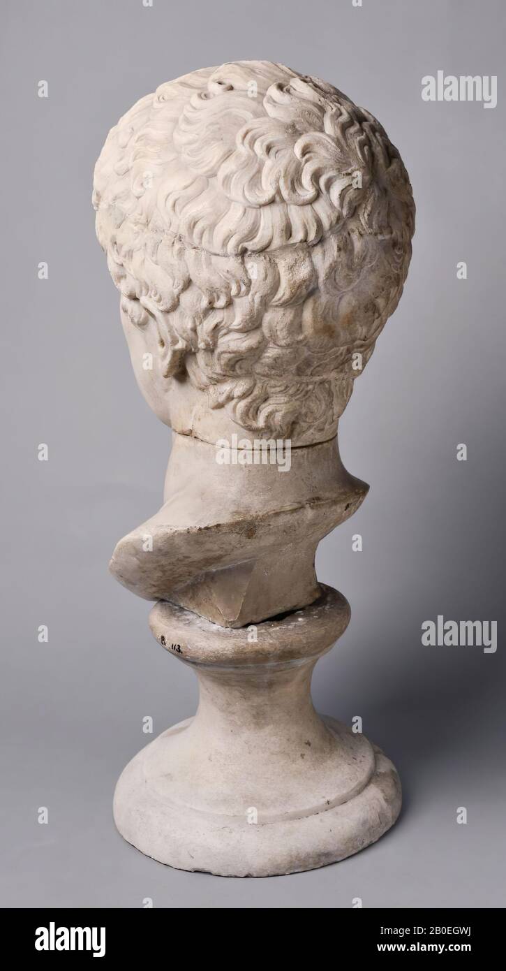Testa, testa maschio, testa romana, pietra, marmo, 25 cm, età tardo imperiale 200 Foto Stock