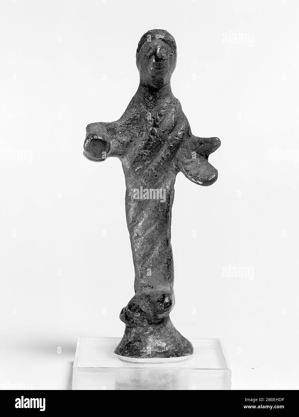 Antichità classica, statuetta, bronzo, 6,8 x 2,5 x 1,3 cm ex base, base 2,9 x 2,9 x 0,5 cm, posizione, Italia Foto Stock