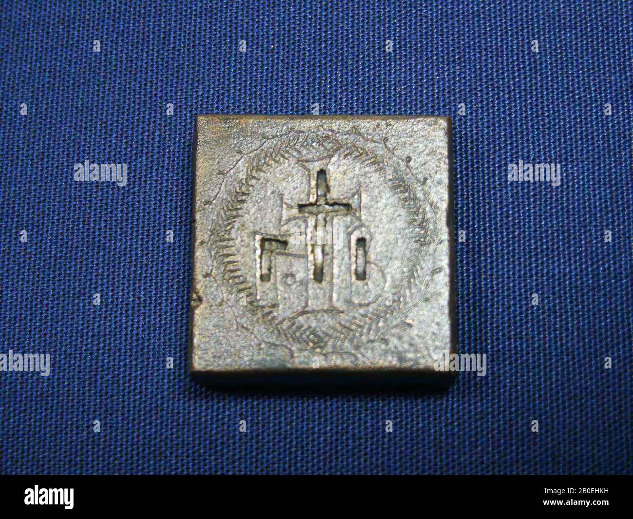 Antichità classica, peso, bronzo, 3,05 x 3,04 x 0,64 cm, peso, 51,65 g, bizantino, tacchino Foto Stock