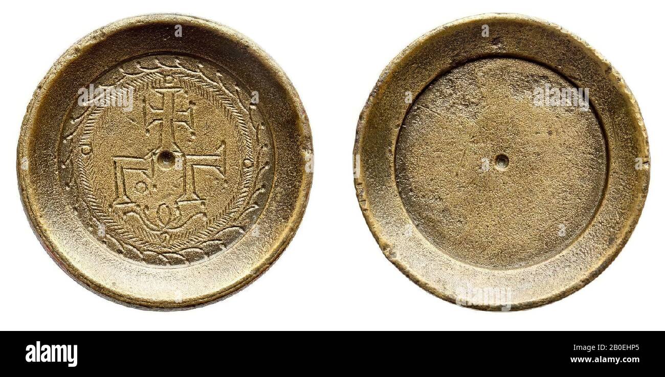 Peso, bronzo, diam. 3,93 cm, H. 1,09 cm, peso 78,98 g, bizantino, tacchino Foto Stock