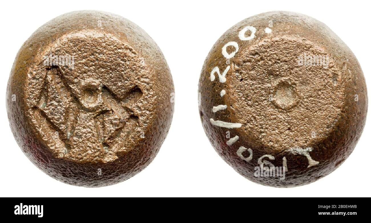 Antichità classica, peso, bronzo, diam., 1,8 cm, H. 1,41 cm, peso, 25,78 g, bizantino, tacchino Foto Stock