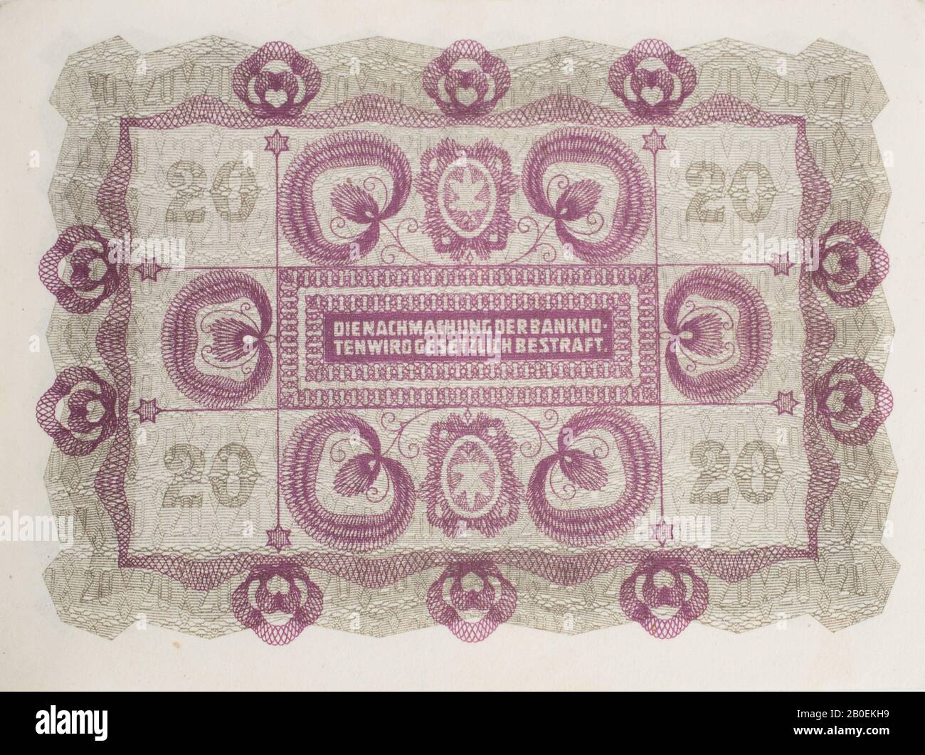 Il retro di una nota bancaria austriaca Kronen datata 1922 Foto Stock
