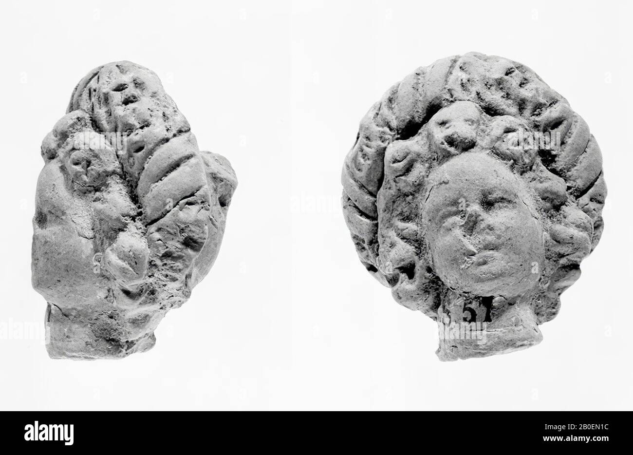 figurina, frammento, testa, ceramica, terracotta, 4 cm, ellenistica -120 Foto Stock