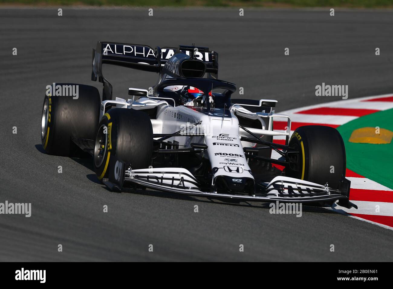Montemel˜, Barcellona - Spagna. Formula 1 test pre-stagione 2020. 20th febbraio 2020 . Pierre Gasly alla guida della Scuderia AlphaTauri AT01 Honda in pista durante il secondo giorno di F1 Winter Testing Credit: Marco Canoniero/Alamy Live News Foto Stock