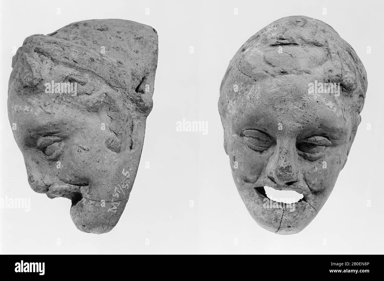 maschera, maschera tragedia, terracotta, terracotta, 8,5 cm, ellenistico -300 Foto Stock