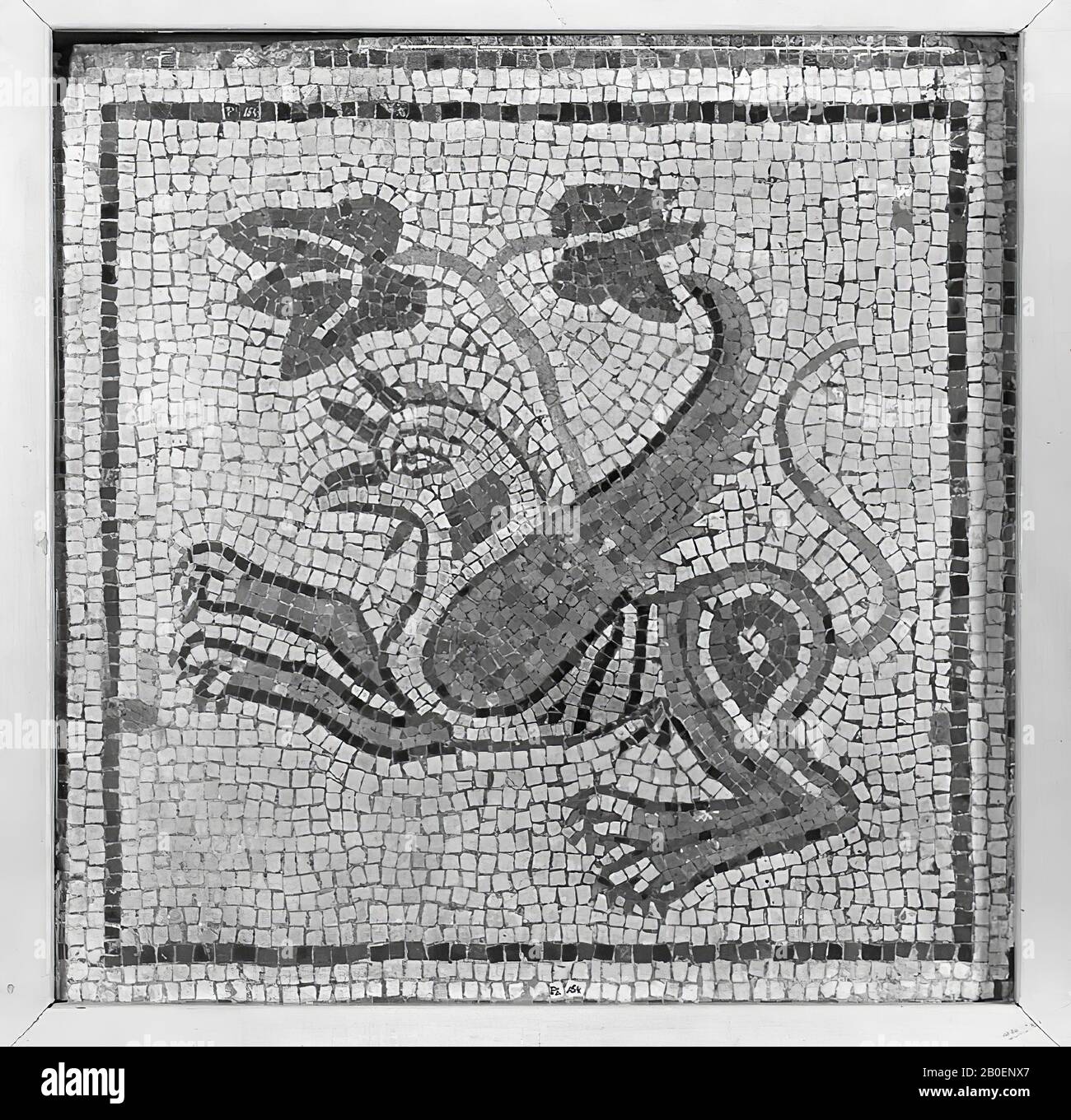 Mosaico, cemento, stucco, pietra, 58 x 5,9 cm, cornice 90 x 90 x 13 cm, 1000-1100, Turchia Foto Stock