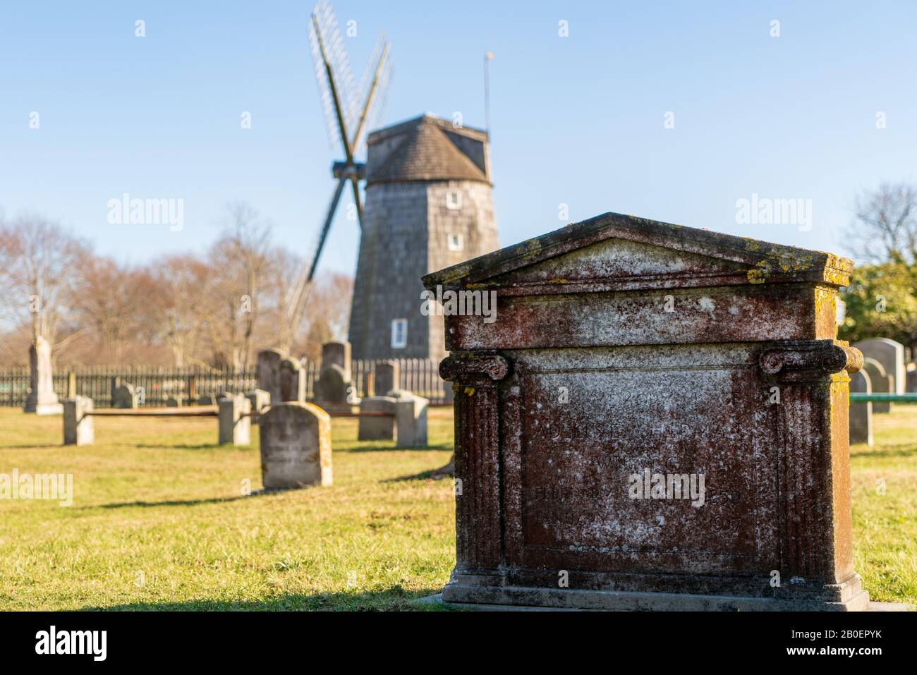 Esplorare un cimitero storico di Long Island a New York Foto Stock