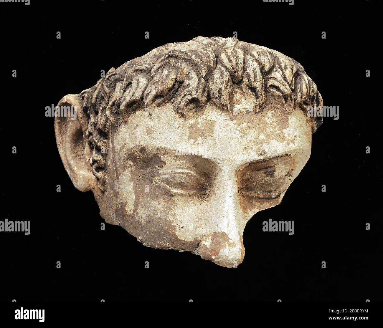 Uomo, maschera, stucco, 12,5 x 16 cm, periodo greco-romano, periodo imperiale romano, Egitto Foto Stock