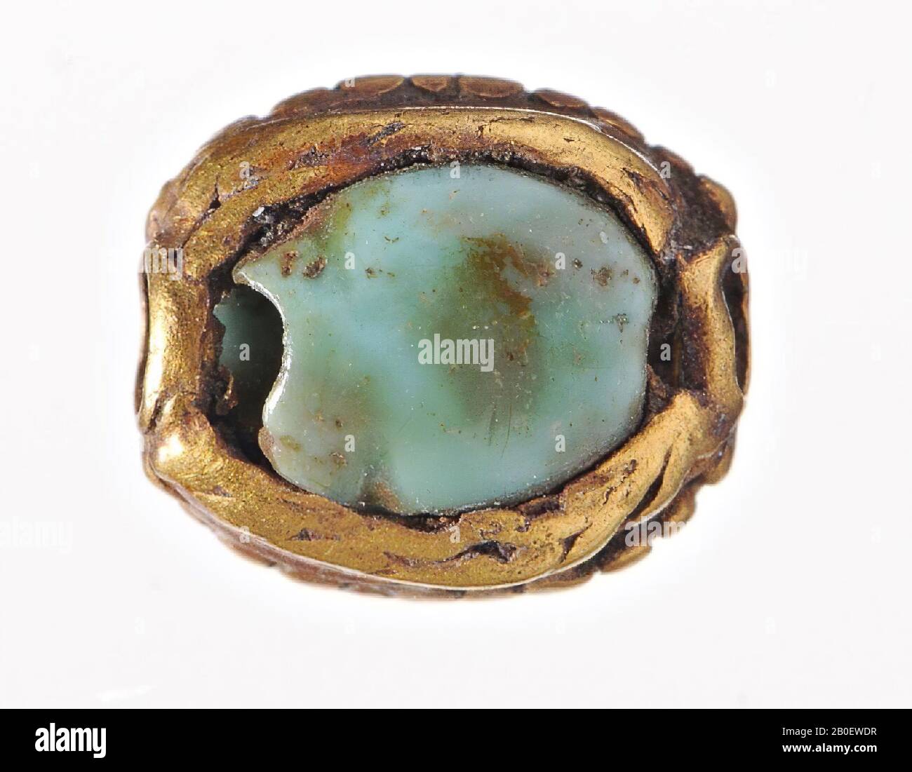 Foca, scarabeo, foca, scarabeo, oro, turchese, 0,5 x 0,6 cm, Egitto Foto Stock