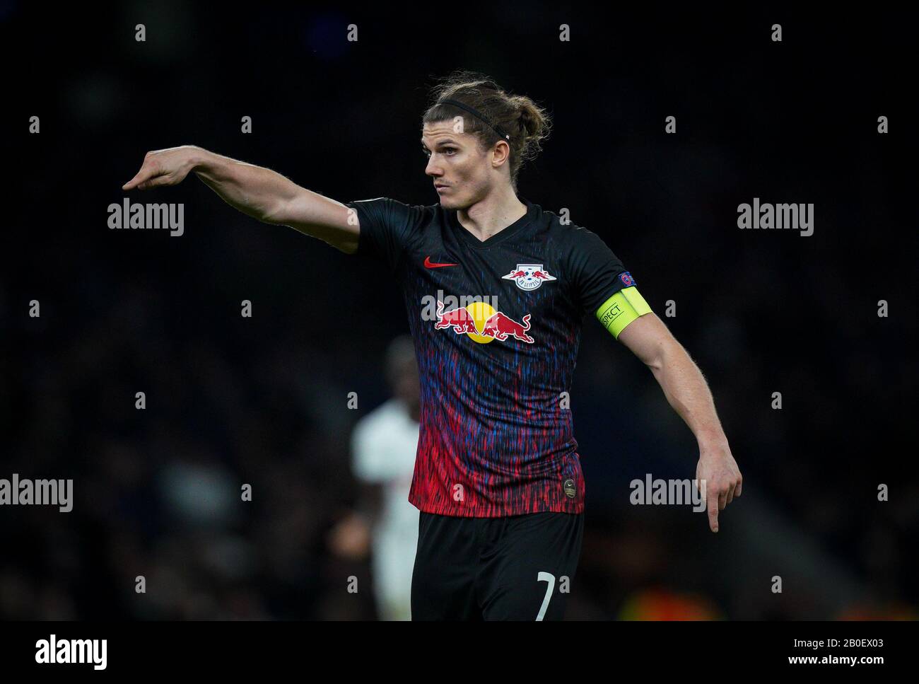 Londra, Regno Unito. 19th Feb, 2020. Marcel Sabitzer della RB Leipzig durante la partita della UEFA Champions League tra Tottenham Hotspur e la RB Leipzig allo stadio di Wembley, Londra, Inghilterra, il 19 febbraio 2020. Foto Di Andy Rowland. Credito: Prime Media Images/Alamy Live News Foto Stock