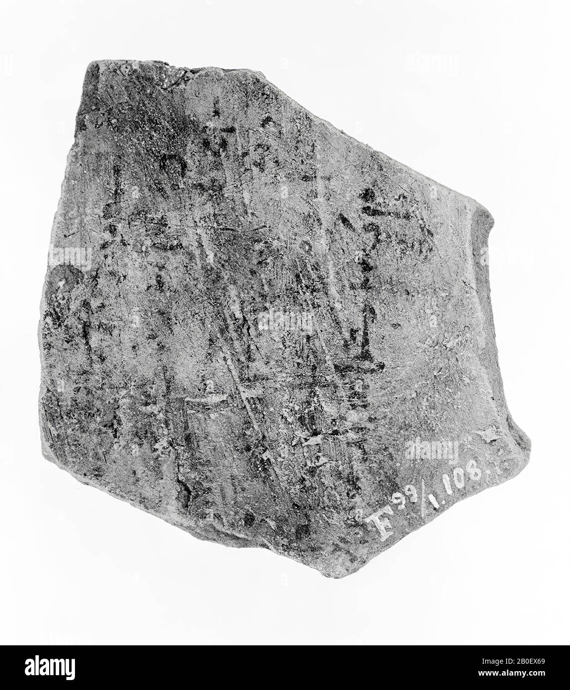 Nome, data, ostracono, demotico, terracotta, 7,8 x 8,2 cm, periodo greco-romano, Tolemae, Egitto Foto Stock