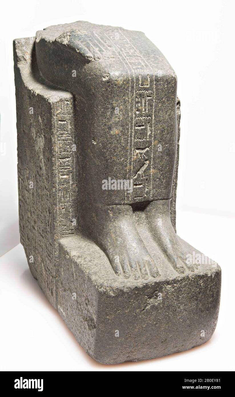 Statua seduta, Kaemamon, statua, granito (grigio), 43 x 20 x 40 cm, nuovo Regno, Dinastia 18th, Egitto Foto Stock