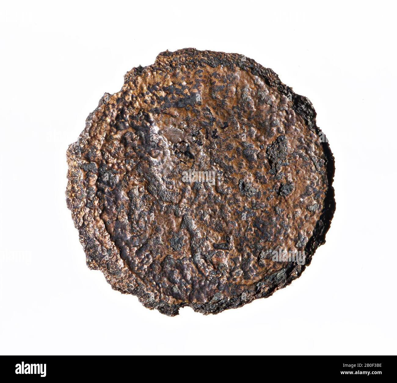 VZ: Capo n.r., CESARE [PONT MAX], Kz: Altare di lLyon ROM [ET AUG], moneta, cenere, agosto, metallo, rame, diam. 26 mm, peso 6,78 gr, romano BC 8-3, olandese, sud Olanda, Katwijk, Valkenburg Foto Stock