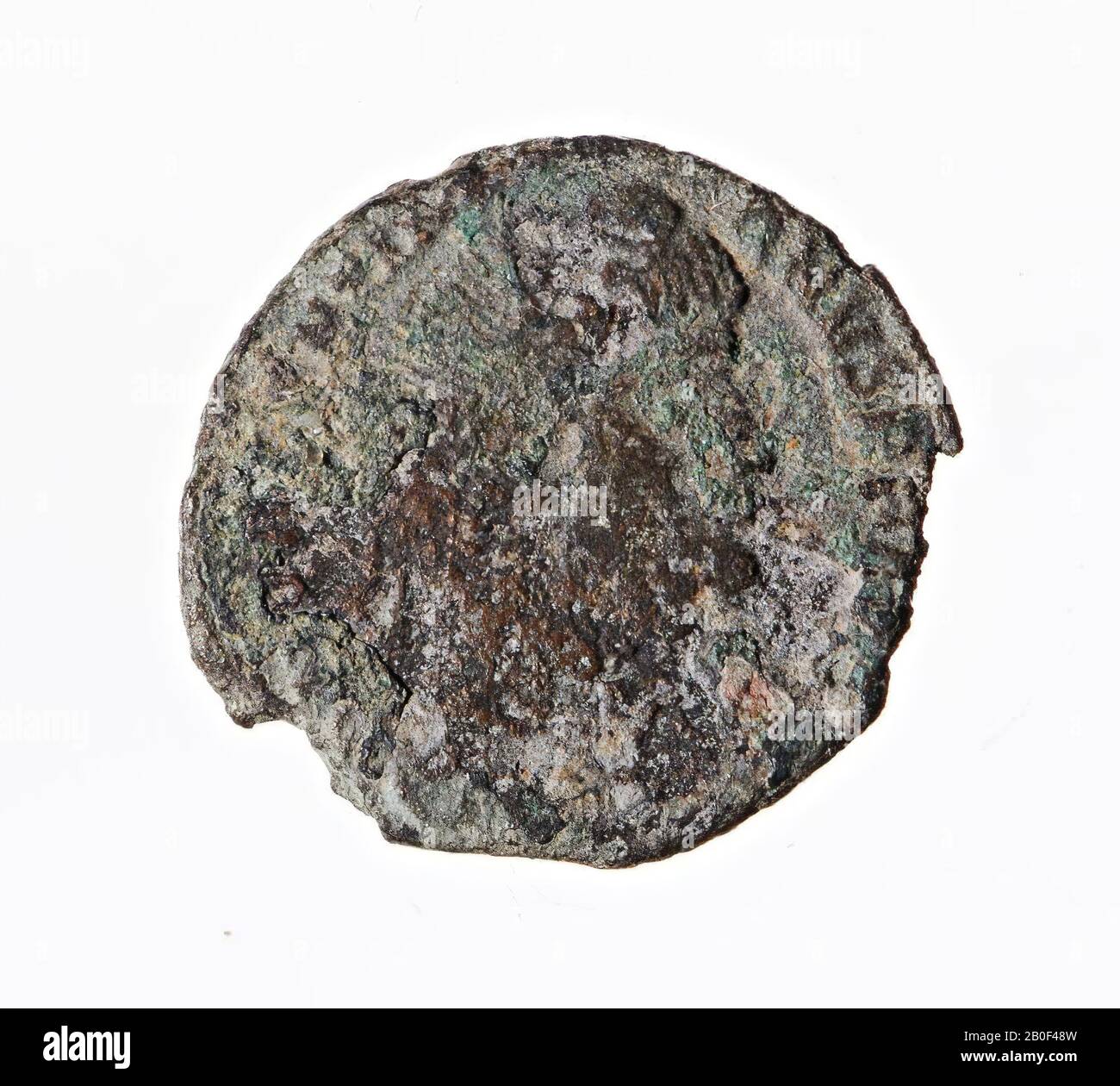 VZ: Busto con ballo di perle n.r., DN VALENTINI - ANUS PF AUG, Kz: Imperatore con labarum, GLORIA RO - MANORUM, moneta, aes-III, Valentinianus i, metallo, rame, Diam. 18 mm, peso 1,99 gr, roman 364-375, Paesi Bassi, Brabante Nord, Cuijk, Cuijk e Sint Agatha Foto Stock