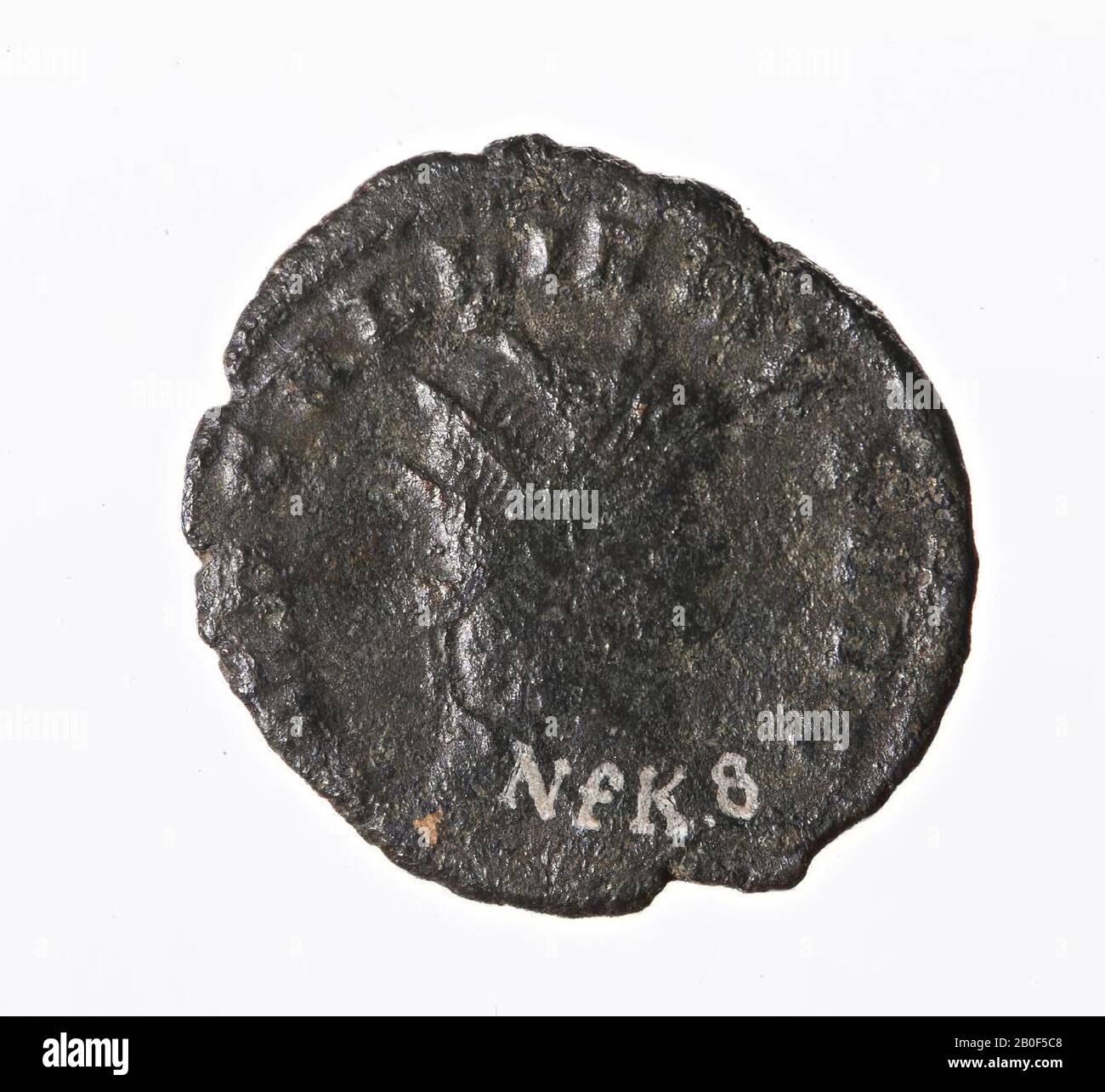 VZ: Busto con alone, IMP GALLIENUS AGO, Kz: Stag n.l. cercando, DIANAE CONS AGO, moneta, antoniniano, Gallieno, metallo, rame, diam. 19x21 mm, peso 3,41 gr, roman 260-268, Paesi Bassi, Gelderland, Nijmegen, Nijmegen Foto Stock