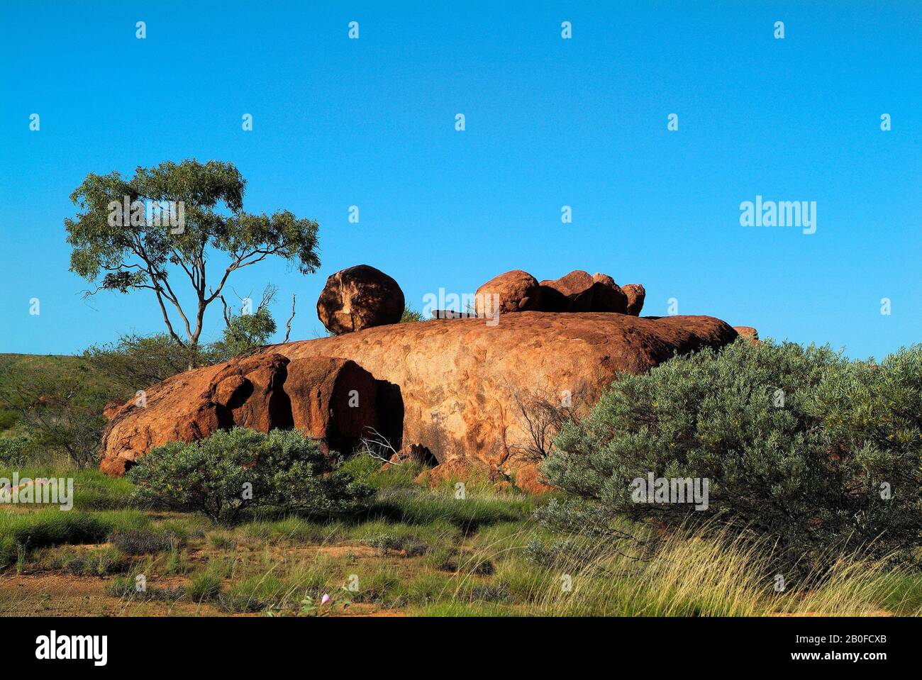 Australia, la formazione rocciosa naturale diabolica i marmi nel territorio del Nord Foto Stock