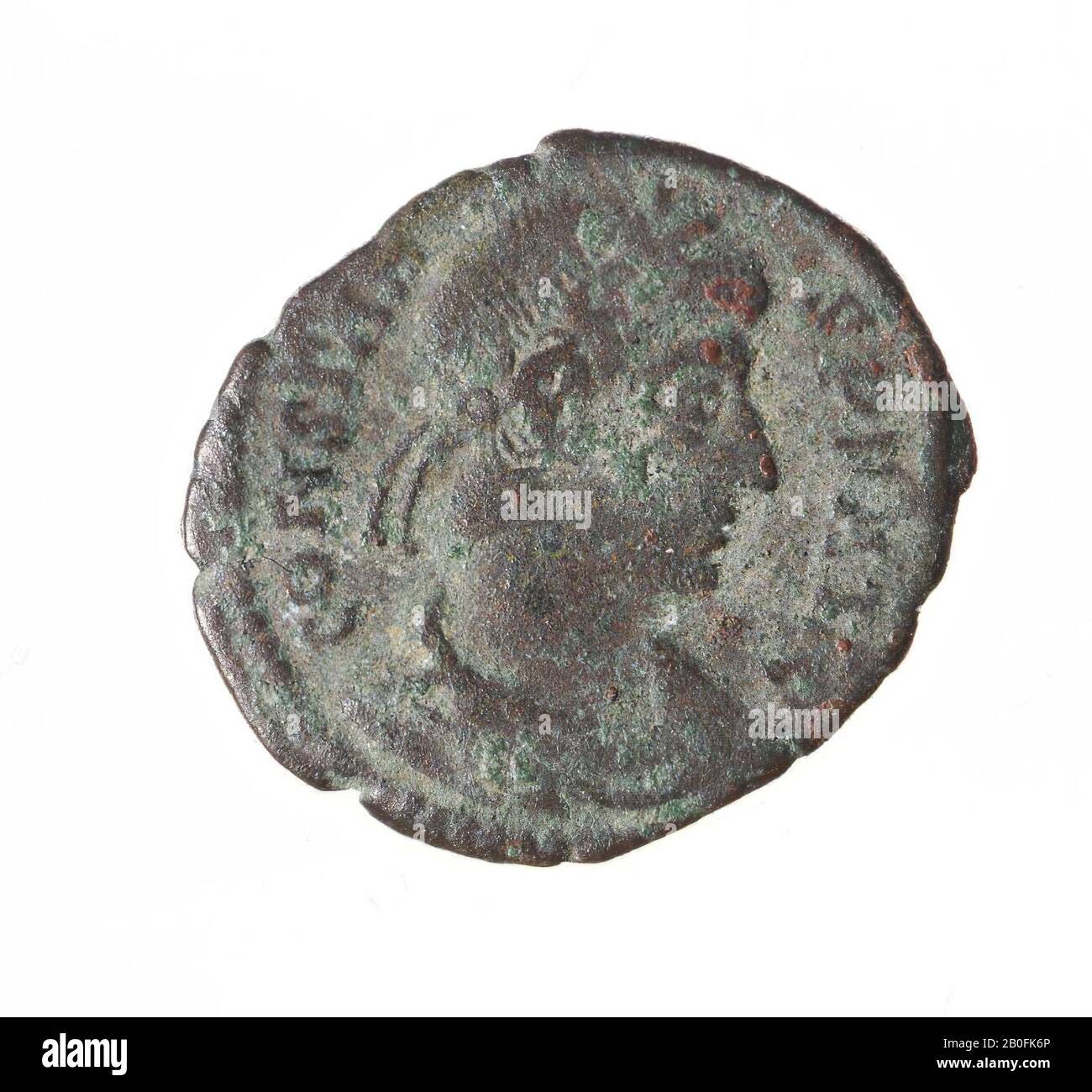 VZ: Busto drappeggiato n.r., CONSTAN - S PF AUG, Kz: Due vittoriani con corona e palma, [VICTORIAE DD AUGG Q NN], moneta, follis, Constans Augustus, metallo, rame, Diam. 15 mm, peso 1,40 gr, romano 347-348, sconosciuto, sconosciuto, sconosciuto Foto Stock