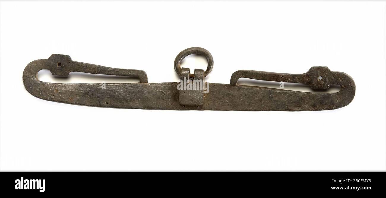 Paesi Bassi Medioevo, borsa staffa, metallo, ferro, 3,2 x 15,8 x 0,9 cm, vmeb 600-700 ad, Paesi Bassi, Utrecht, Rhenen, Rhenen, grave 168 Foto Stock