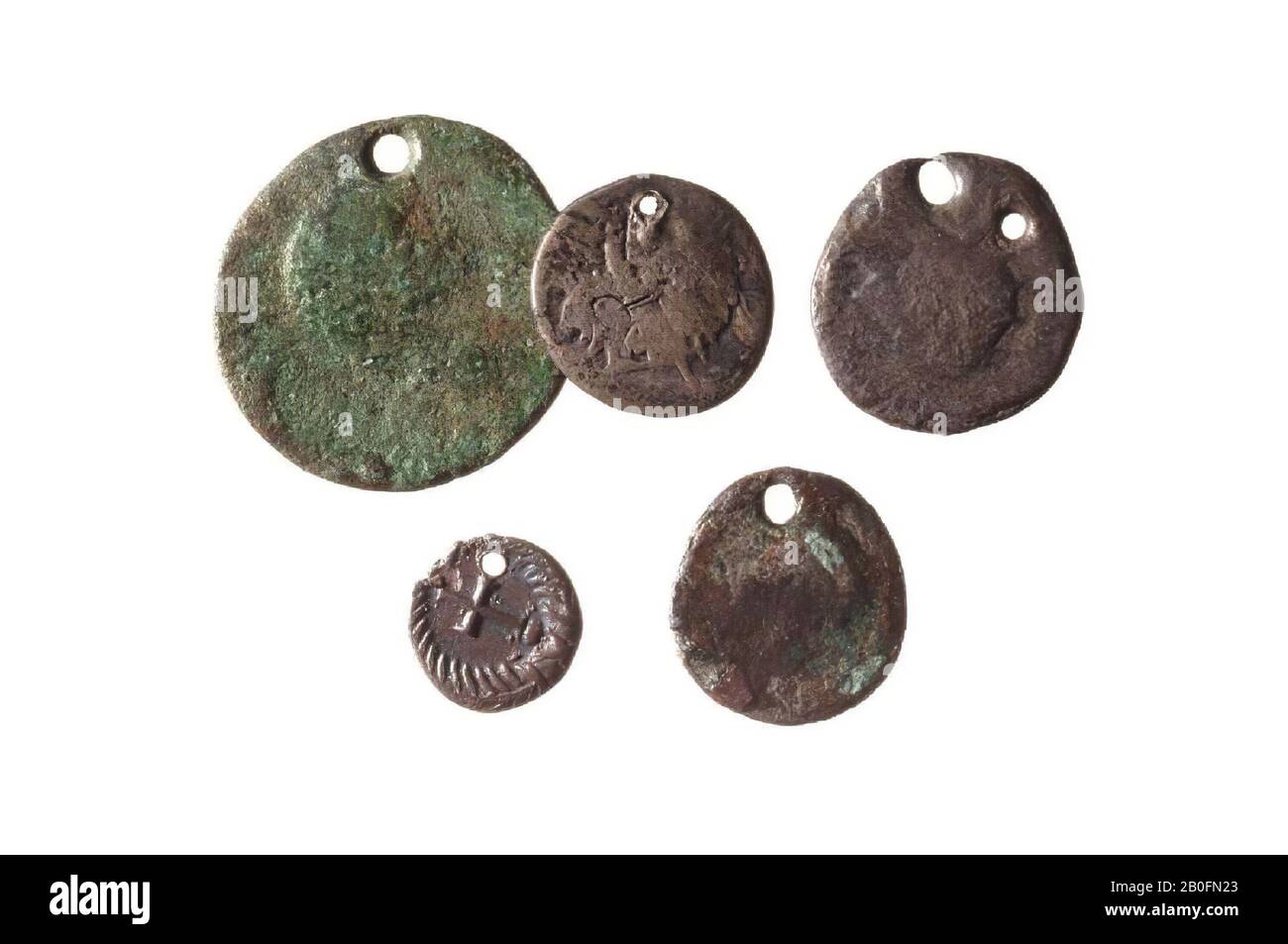 Paesi Bassi Medioevo, moneta, pendente, metallo, argento, vmeb 530-550, Paesi Bassi, Utrecht, Rhenen, Rhenen, grave 195 Foto Stock