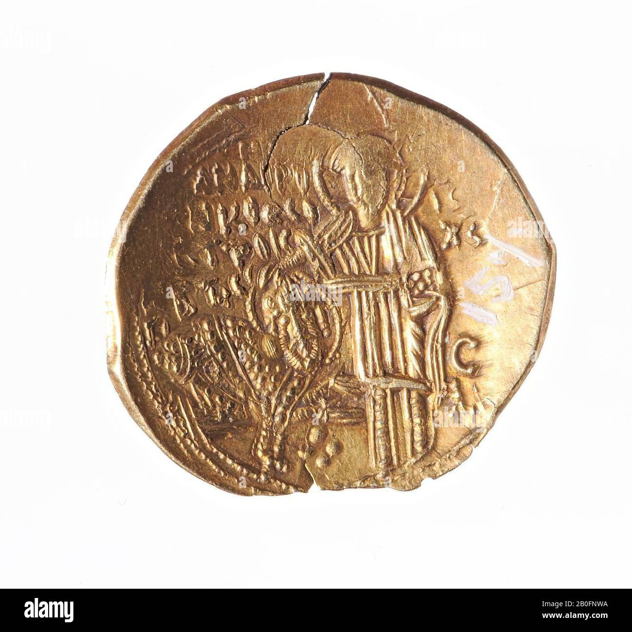 VZ: Imperatore inginocchiato davanti a Cristo, Kz: Mariabuste frontale tra mura cittadine, menta, iperperone, Andronicus II, metallo, oro, Diam. 25mm, peso 3,935 gr, byzantian 1282-1295, sconosciuto, sconosciuto, sconosciuto, sconosciuto Foto Stock