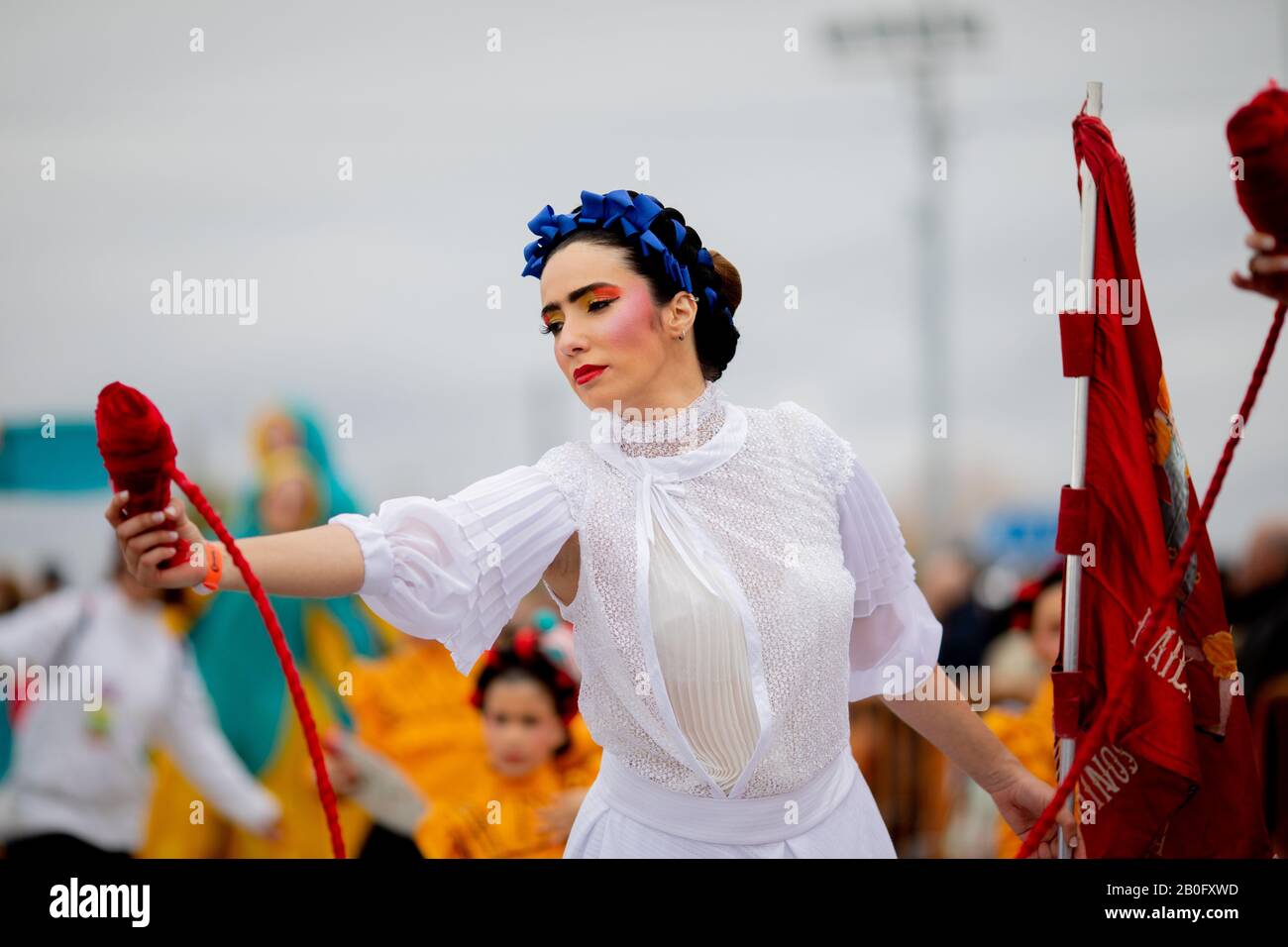 Ovar, Portogallo - 3 marzo: Gruppo Bailarinos de Valega durante la sfilata di Carnevale il 3 marzo 2019 a Ovar, Portogallo Foto Stock