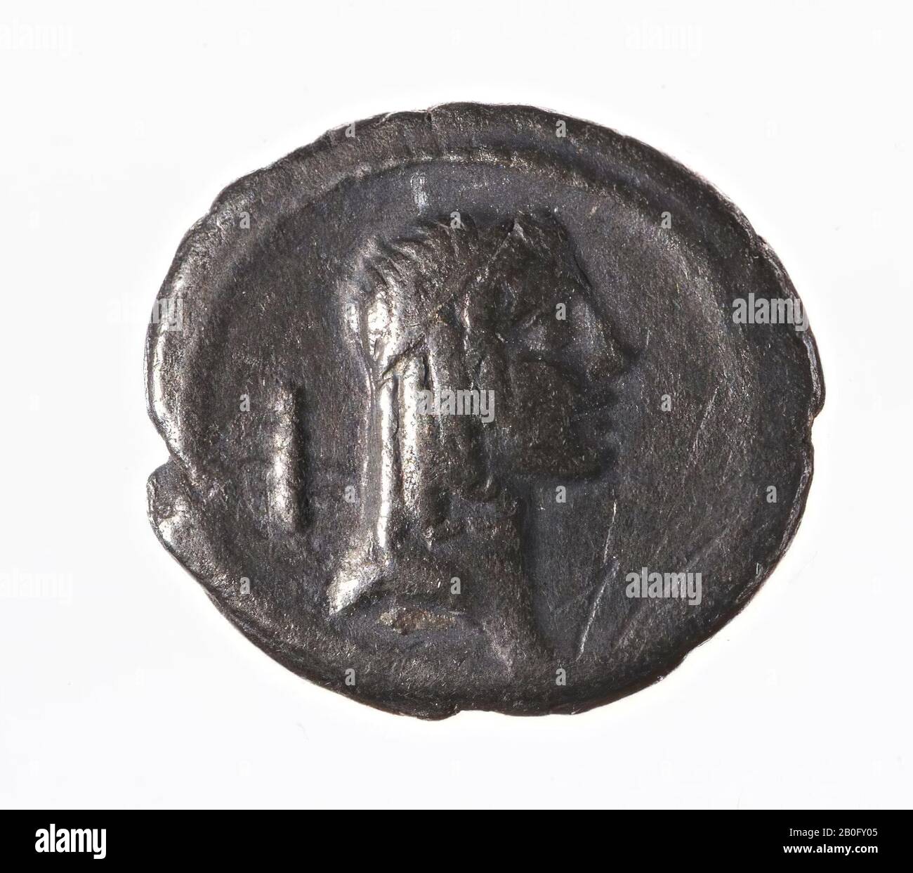VZ: Apollokop r., sinistra testimone, Kz: Pilota con palma n.r., sopra T, C PISO L F FRV, moneta, denarius, C. Piso Frugi, metallo, argento, diam. 18 mm, peso 3,33 gr, romano a.C. 67, ignoto, sconosciuto, sconosciuto Foto Stock