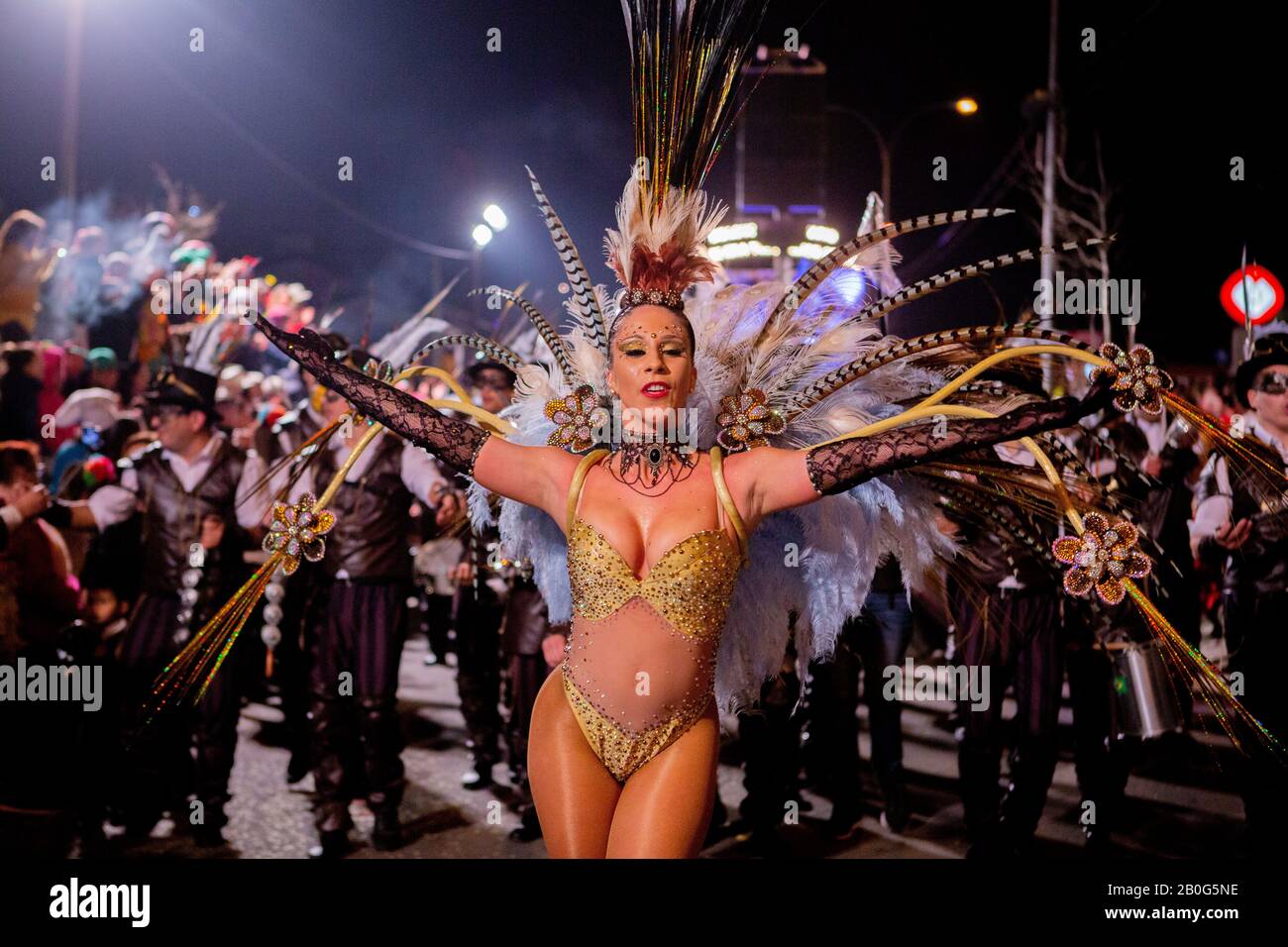 Ovar, Portogallo - 3 marzo: Gruppo Charanguinha durante la sfilata di Carnevale il 3 marzo 2019 a Ovar, Portogallo Foto Stock