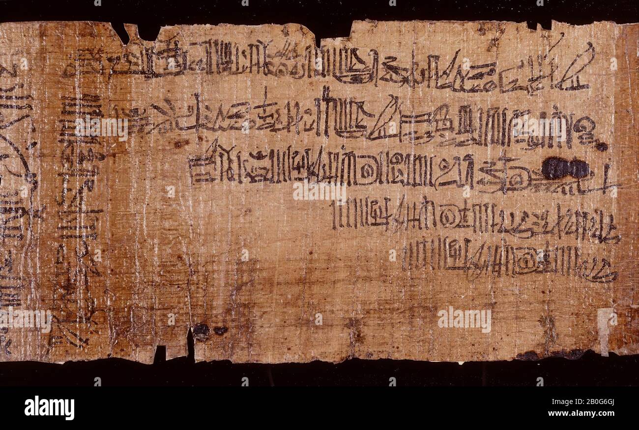 Egitto, scrittura a mano, ieratico, papiro, 18 x 57 cm Foto Stock