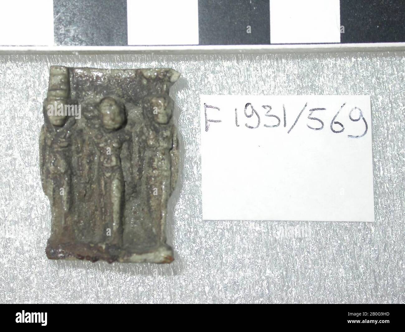 Triade, Iside, Nephtys, Horus, standing, amulet, dio, dea, faence, 2,6 cm, Late Period, Saitian Period, Egitto Foto Stock