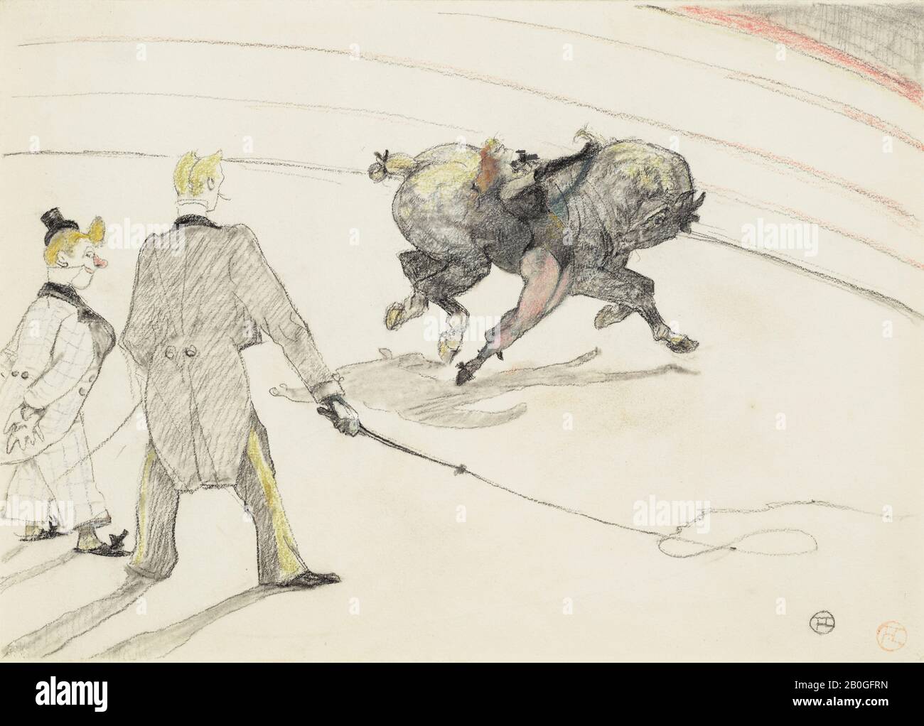 Henri de Toulouse-Lautrec, francese, 1864–1901, al Circus: Acrobati, 1899, Calci neri e colorati su carta bianca per le nove, 9 15/16 x 14 pollici. (25,3 x 35,5 cm Foto Stock