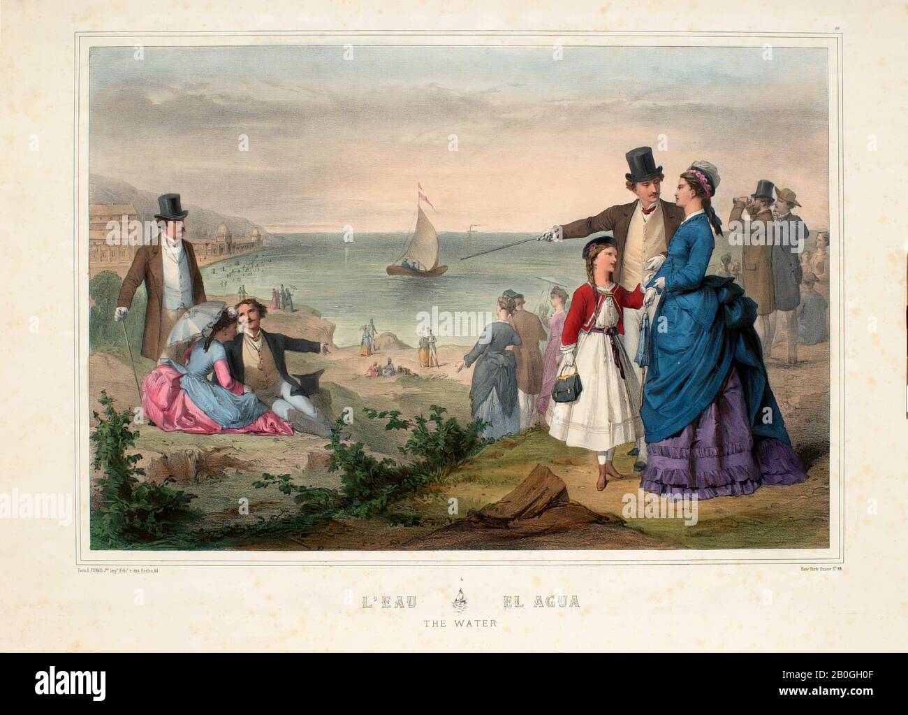 Sconosciuto, L'Acqua, 1700–1899, litografia a colori su carta, Totale: 12 3/8 x 18 1/4 in. (31,4 x 46,4 cm Foto Stock