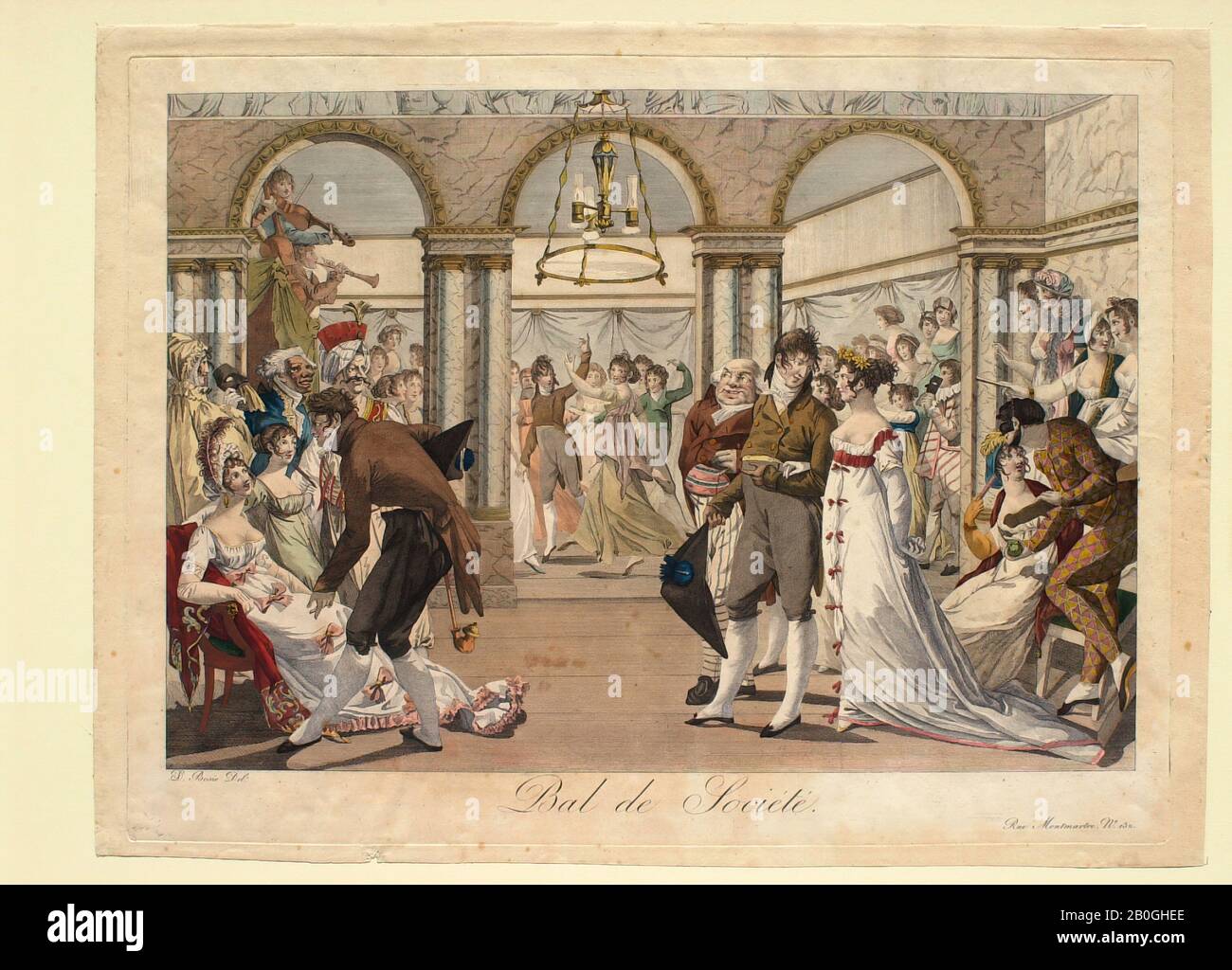 Jean-Baptiste Charpentier, l'anziano, francese, 1728–1806, Dopo Jean François Bosio, (francese, 1764–1827), Society Ball, 1804, incisione A Mano su carta di wove, immagine: 12 3/8 x 17 3/4 in. (31,5 x 45,1 cm Foto Stock
