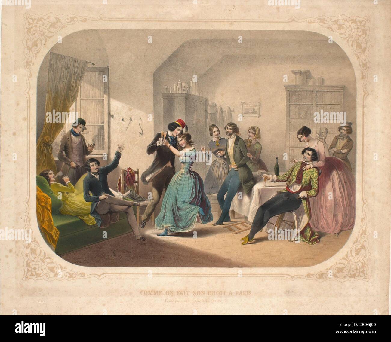 Derancourt, Francese, 19th secolo, Comme on fair son droit à Paris (Cours Préparatoire rue de la Harpe), 1866(?), cromatografo su carta wove, Bordo: 13 1/8 x 17 1/16 in. (33,3 x 43,3 cm Foto Stock